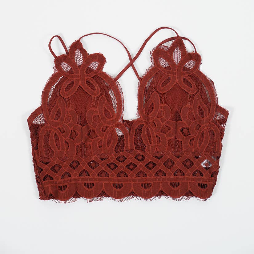 RUST Lace Bralette w Removable Pads